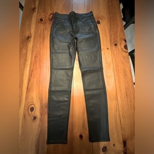 White House Black Market shiny, black high-rise skinny jeans, size 2